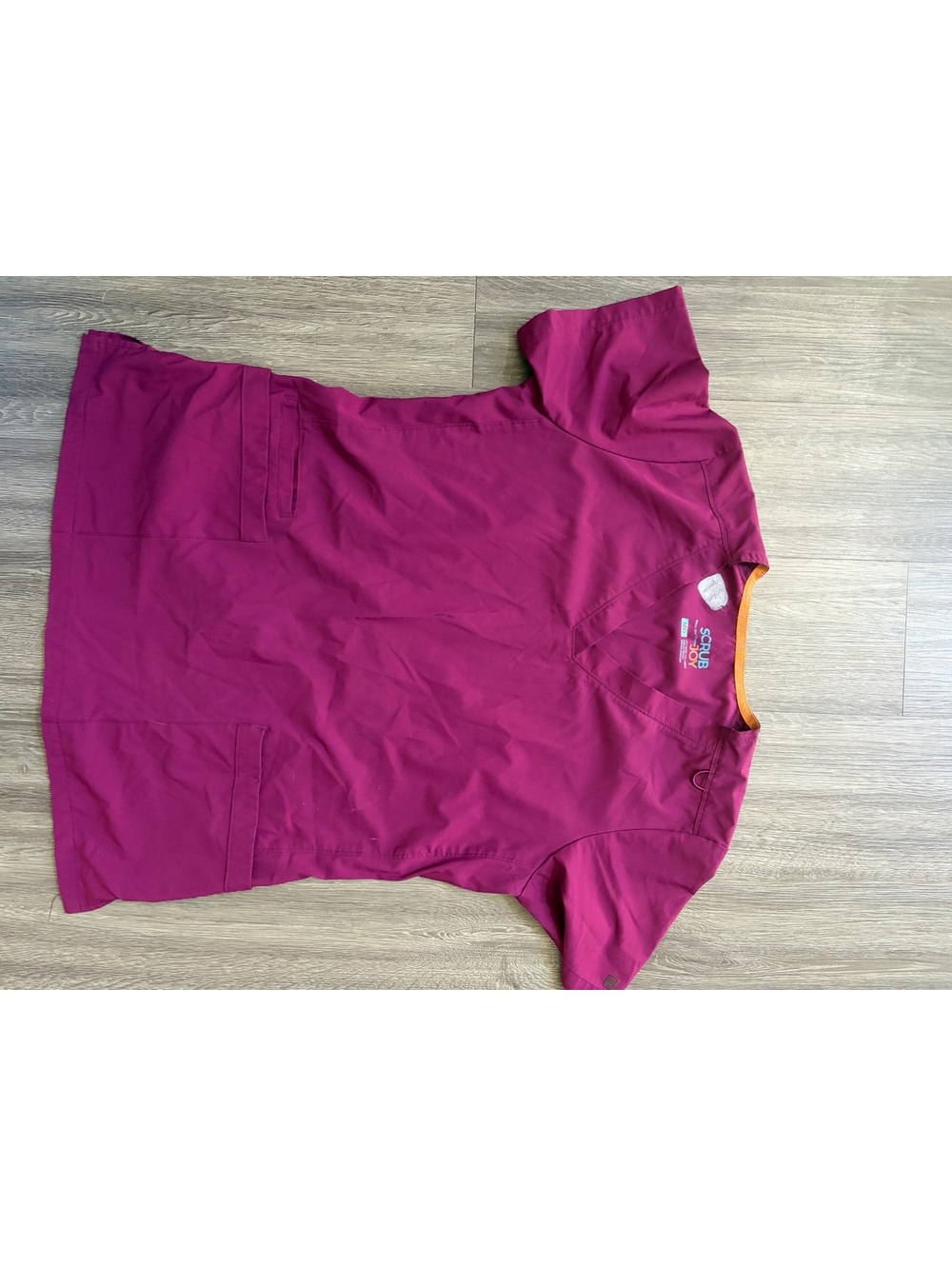 Scrub Joy Women's Medical Scrub Top in Burgundy, Size Medium